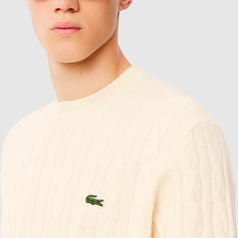 Pull torsadé en laine cardée Lacoste Instinct Premium